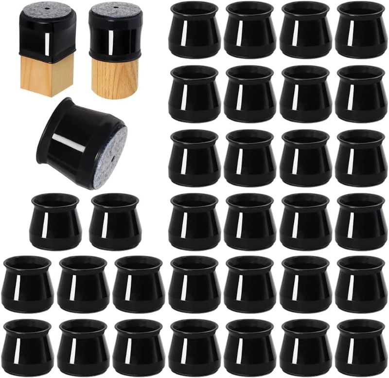 Photo 1 of 32 Pcs Chair Leg Floor Protectors for Hardwood Floors, Black Silicone Felt Bottom Furniture Leg Caps, Chair Covers Protect Floors from Scratching, Chairs Slide Without Noise