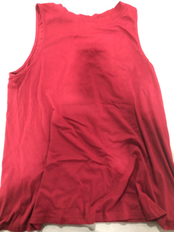 Photo 2 of [Size XL] KIKIBERRY Womens Sleeveless Active Tank Tops Lightweight Ruffle Casual Loose Tunic Blouse Shirt -Wine Red