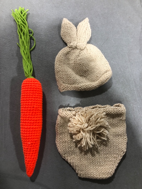 Photo 2 of 1Set Rabbit Bunny Hats Knitted Handmade Crochet Clothing Infant Beanie Shorts Suit for Photography Props?DIY Newborn Baby Photography Wrap-Baby Photo Props #2