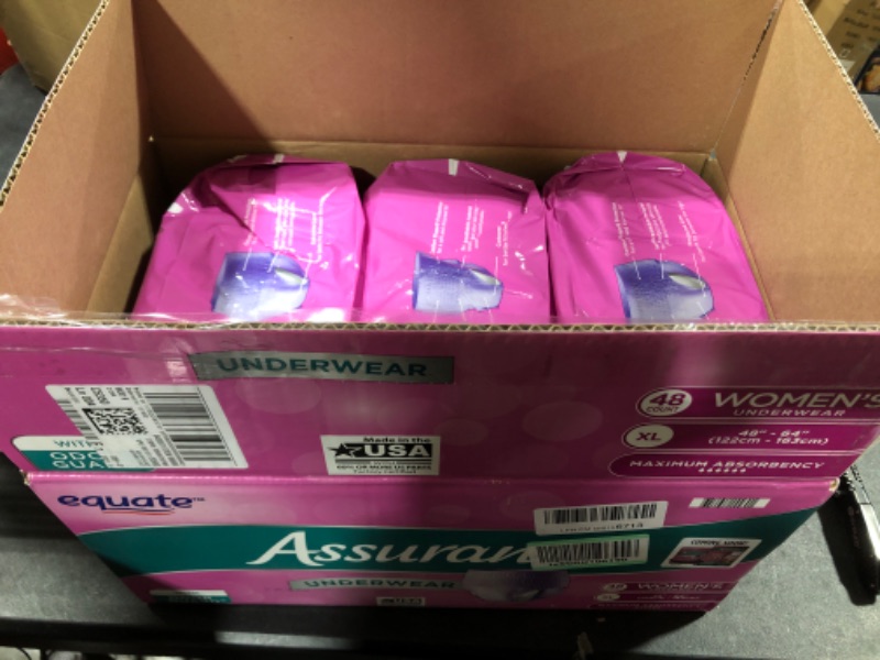 Photo 2 of Assurance Incontinence & Postpartum Underwear for Women, Maximum Absorbency, XL, 48 ct