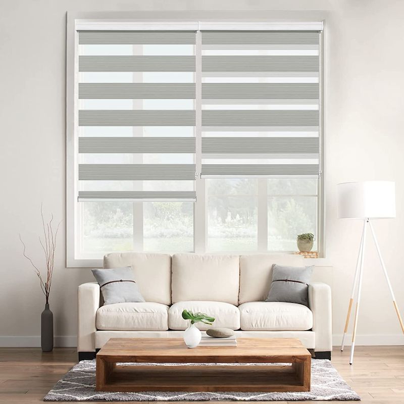 Photo 1 of Allbright Zebra Window Blinds 30" W × 64" H White for Home Office, Dual Layer Roller Shade Room Darkening Shade Roll Up and Pull Down Blinds, Light Filtering Window Shades, 2-Pack Easy to Install https://a.co/d/5epS20T