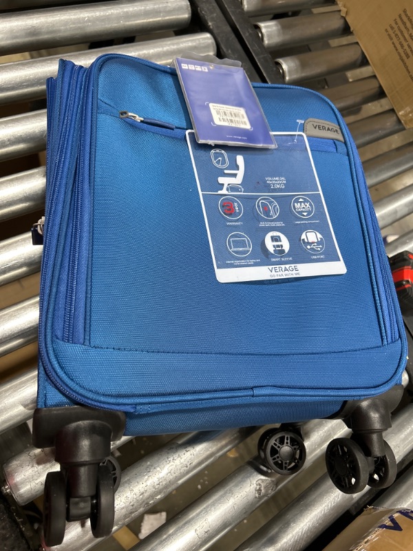 Photo 2 of VERAGE Carry On Underseat Luggage with Wheels & USB Port, Wheeled Spinner Bag Carry-on Luggages for Airlines, Lightweight Suitcase Men Women, Pilots and Crew (14-Inch Compact) 14-Inch Compact Underseat Blue