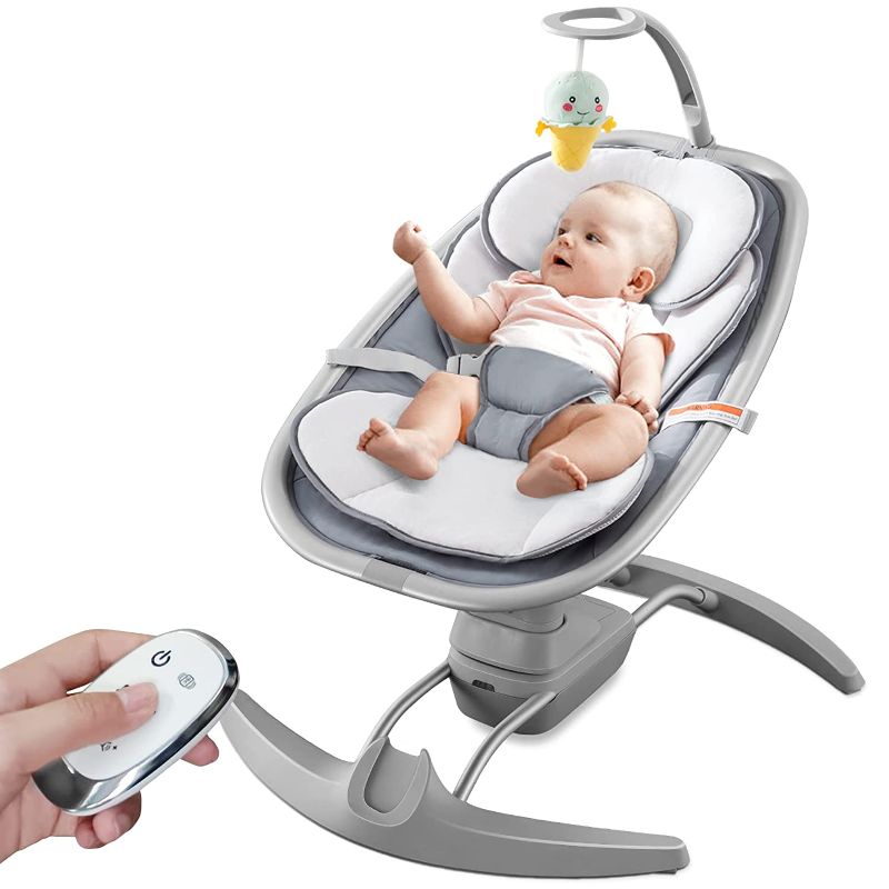 Photo 1 of Baby Swings for Infants Newborn, RONBEI Swing for Baby Boy Baby Girl, Electric Comfort Portable Baby Swing with 3 Swing Speeds Music Remote Control
