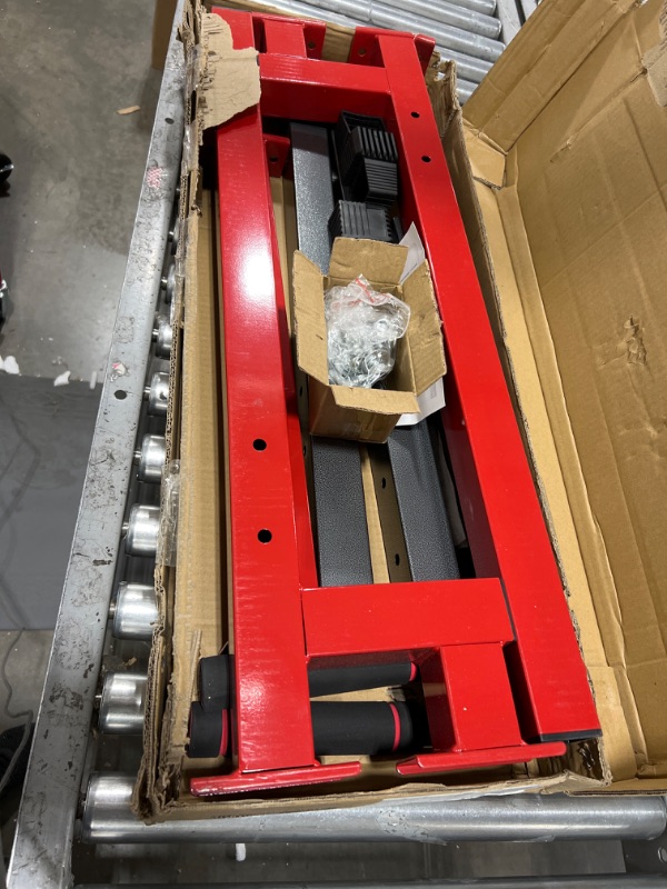 Photo 1 of BalanceFrom Multi-Function Dip Stand Dip Station Dip bar with Improved Structure Design, 500-Pound Capacity Red