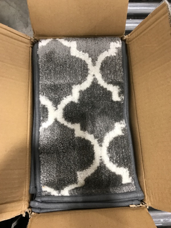 Photo 1 of 13 Pack Soft Shag Stair Treads Carpet 28 X 8 in,Non Slip Rubber Back Stair Runner for Wooden Steps ,Grey Plush Stair Cover Rug 13 PACK Grey