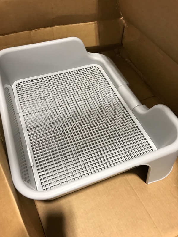 Photo 1 of [DogCharge] Indoor Dog Potty Tray – with Protection Wall Every Side for No Leak, Spill, Accident - Keep Paws Dry and Floors Clean (Tray Only, Grey)

