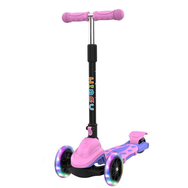 Photo 1 of Hiboy Q1 Scooter for Kids - 4 Adjustable Heights, 3 Wheels with 2 LED Light-Up Front Wheels, Foldable Toddler Scooter for Girls from 2-6 Years Old