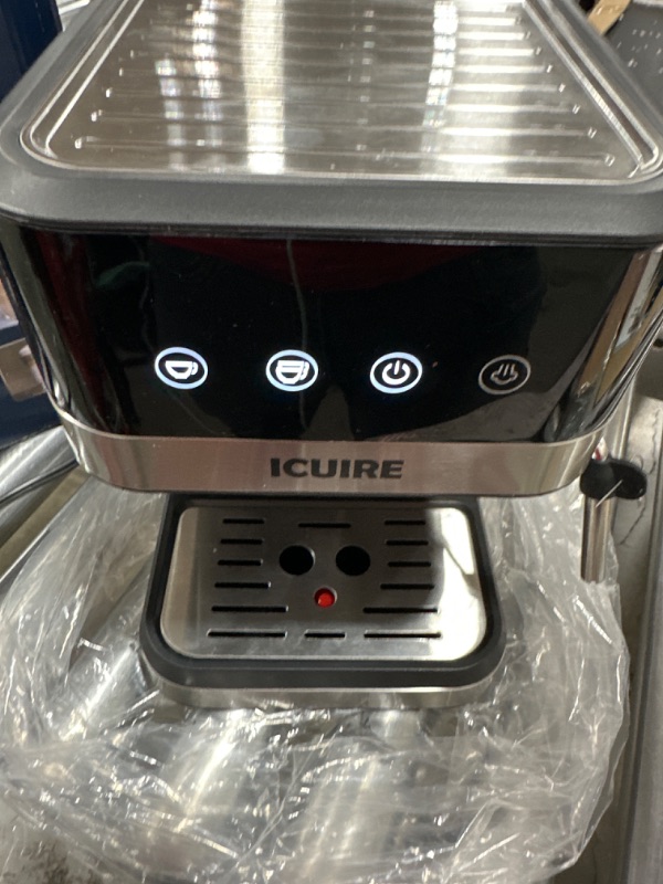 Photo 2 of ICUIRE Espresso Coffee Machine - 20 Bar Pump Espresso and Cappuccino Latte Maker with Milk Frother, 1050W High Performance, 1.5L/50Oz Removable Water Tank, Perfect for Home Barista multi without Milk Frothing Pitcher