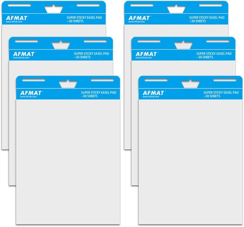 Photo 1 of AFMAT Sticky Easel Pad, UPGRADED Chart Paper for Teachers, Large Self Stick Flip Chart Easel Paper, 25 x 30 Inches, 30 Sheets/Pad Chart Paper, 7 Pads

