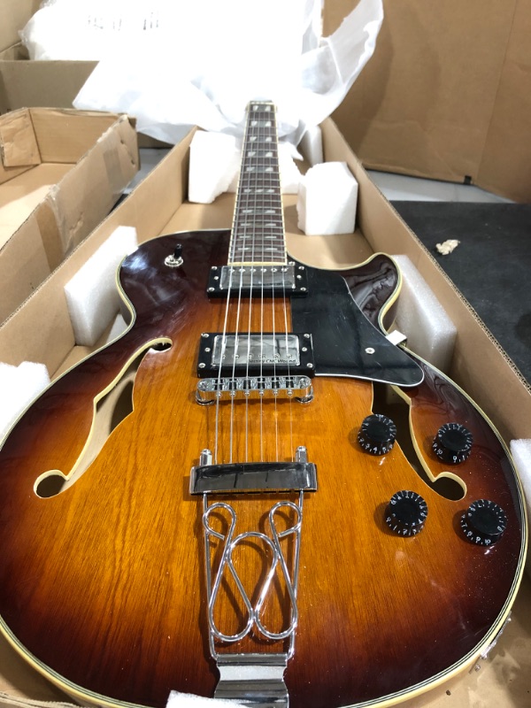 Photo 3 of IYV IJZ-300 TSB Jazz Solid hollow-Body Electric Guitar, Tobacco Sunburst