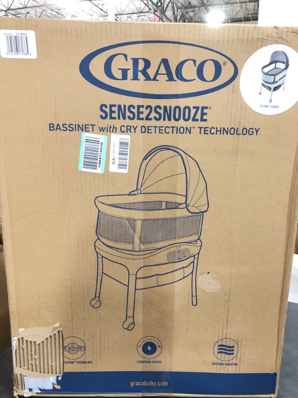 Photo 2 of Graco Sense2Snooze Bassinet with Cry Detection Technology | Baby Bassinet Detects and Responds to Baby's Cries to Help Soothe Back to Sleep, Ellison , 19 D x 26 W x 41 H Inch (Pack of 1) With Cry Detection Ellison