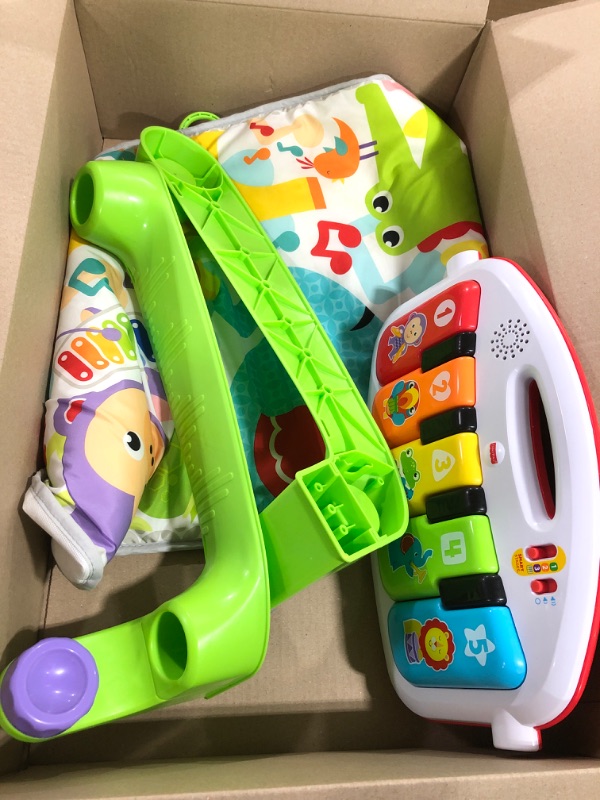 Photo 2 of Fisher-Price Baby Gym with Kick & Play Piano Learning Toy featuring Smart Stages Educational Content and 2 Soft Maracas Rattle Toys Kick 'n Play Gym & Maracas