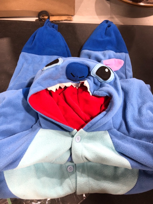 Photo 1 of Animal Adult Onesie Unisex One-Piece Cosplay Costume Pajamas For Men Blue Stitch Large