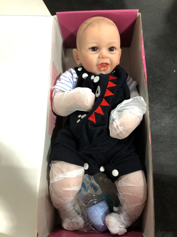 Photo 3 of Adolly Gallery 22 inches Reborn Boy Baby Dolls Lifelike Realistic Silicone Vinyl Newborn Toddler Doll for AD22011 Name Landon