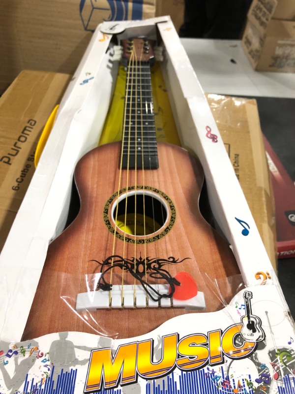 Photo 2 of Liberty Imports Happy Tune 6 String Acoustic Guitar Kids Toy - Vibrant Sounds and Realistic Strings - Beginner Practice Musical Instrument (Walnut)