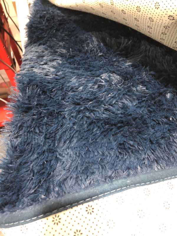 Photo 2 of Area Rugs for Bedroom Living Room, 8ft x 10ft Navy Blue Fluffy Carpet for Teens Room, Shaggy Throw Rug Clearance for Nursery Room, Fuzzy Plush Rug for Dorm
