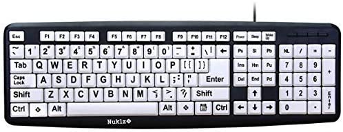 Photo 1 of Nuklz N Large Print Computer Keyboard | Visually Impaired Keyboard | High Contrast Black and White Keys Makes Typing Easy | Perfect for Seniors and Those Just Learning to Type
