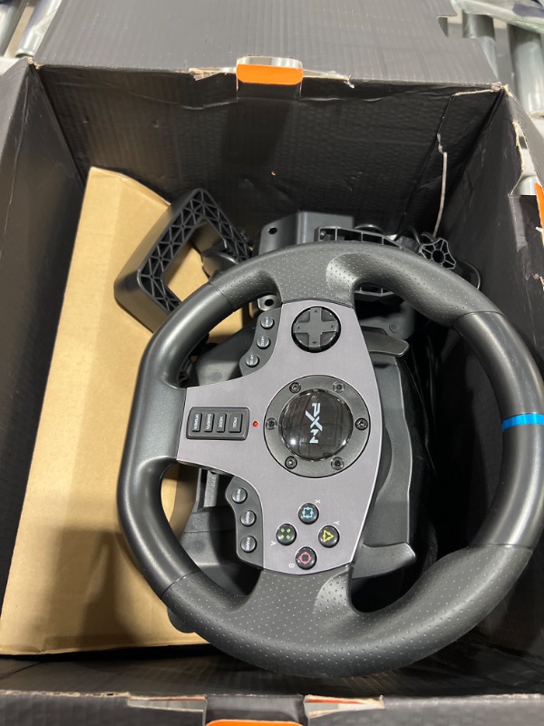 Photo 2 of Game Racing Wheel, PXN V9 270°/900° Adjustable Racing Steering Wheel, with Clutch and Shifter, Support Vibration and Headset Function, Suitable for PC, PS3, PS4, Xbox One, Nintendo Switch.