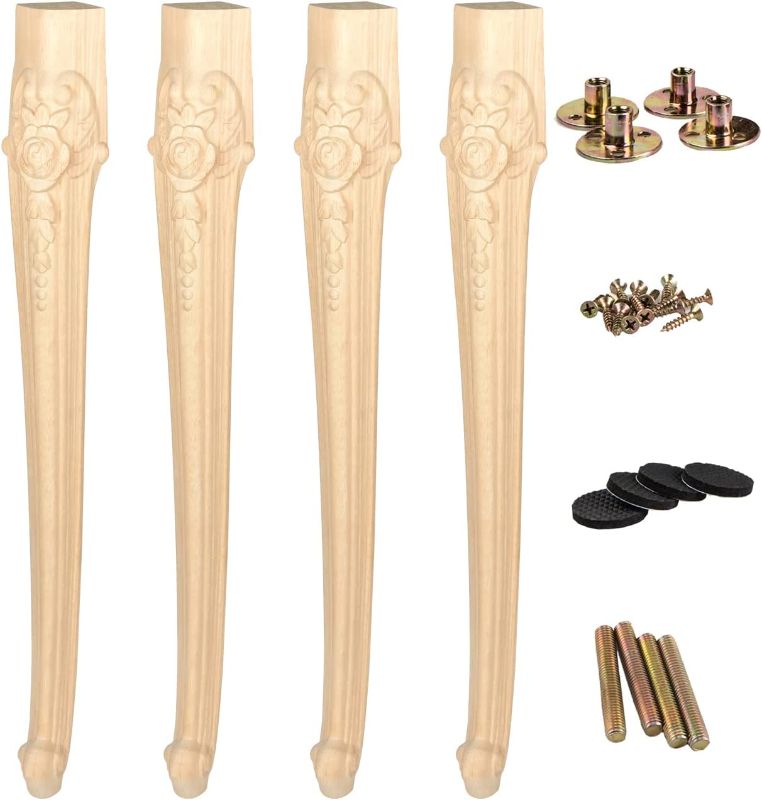 Photo 1 of 30 inch / 75cm Wooden Furniture Legs, La Vane Set of 4 European Style Solid Wood Carving Unfinished Furniture Replacement Feet Decoration for Sofa Cabinet Wardrobe Table Loveseat
