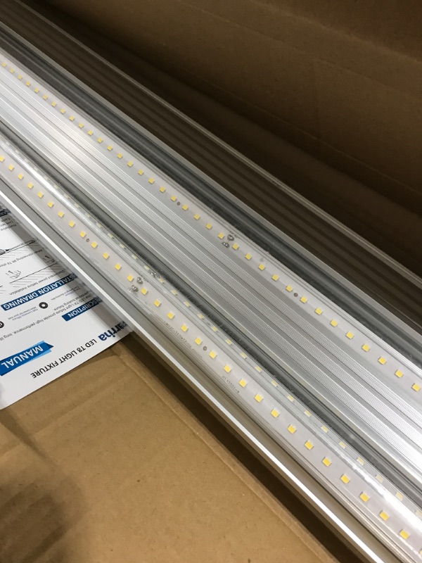 Photo 2 of (6 Pack) Barrina LED T5 Integrated Single Fixture, 4FT, 2200lm, 6500K (Super Bright White), 20W, Utility LED Shop Light, Ceiling and Under Cabinet Light, Corded Electric with ON/OFF Switch, ETL Listed
