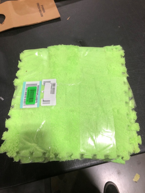 Photo 1 of 12inX12in green fuzzy connectable carpet