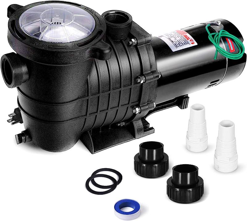 Photo 1 of 2HP 6825GPH Inground Pool Pump, 110/220V Dual Voltage Inground/Above Ground Swimming Pool Pump, Self Primming Pool Pump with Strainer Basket, 1.5" and 2"Pipe Fitting