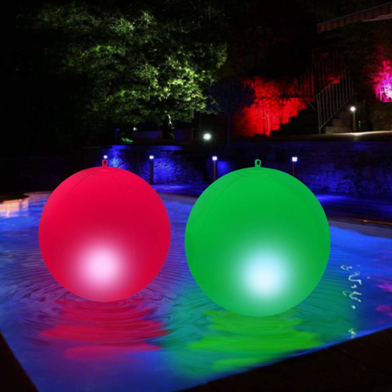 Photo 1 of Floating Pool Lights Solar Powered 15" Pool Lights to Turn your Pool into a Wonderland-Beautiful Bright Colors, Pool Balls Lights, Color-Cycle- Waterproof-Led Pool Lights(Pack of 2)
