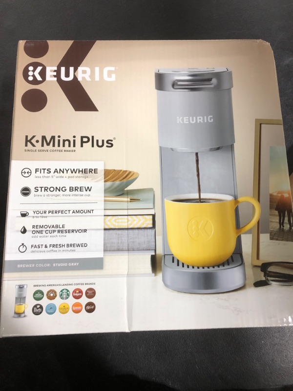 Photo 2 of Keurig K-Mini Plus Coffee Maker, Single Serve K-Cup Pod Coffee Brewer, 6 to 12 oz. Brew Size, Stores up to 9 K-Cup Pods, Studio Gray