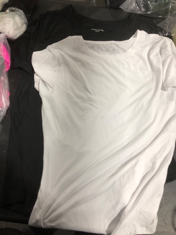 Photo 1 of Amazon Essentials Women's Tech Stretch Short-Sleeve Crewneck T-Shirt (Available in Plus Size), Multipacks 2 Black/White X-Large
