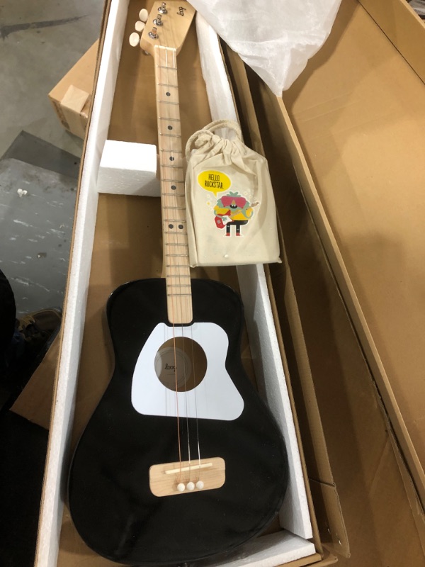 Photo 2 of Loog 3-String Pro Acoustic Guitar, Pro Strap and Stand Bundle; Recommended Ages 8+, (Black)