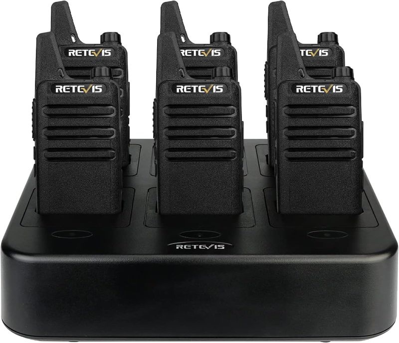 Photo 1 of Retevis RT22 Walkie Talkies Rechargeable Hands Free 2 Way Radios Two-Way Radio(6 Pack) with 6 Way Multi Gang Charger
