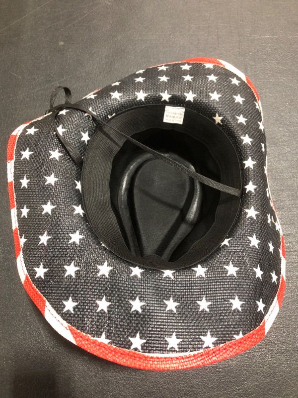 Photo 2 of AMERICAN FLAG STYLE COWBOY HAT. ONE SIZE. 