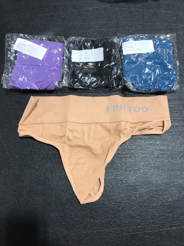 Photo 2 of 4 PACK FINETOO High Waisted Thongs for Women, Nylon Spandex Panties Breathable Soft Stretchy Underwear High Rise. SIZE MEDIUM. PHOTO FOR REFERENCE. 
