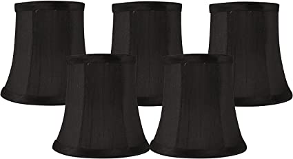 Photo 1 of  Set of 5 Black Faux Silk Clip On Chandelier Lamp Shades, 3.5-inch by 5-inch by 4.75-inch