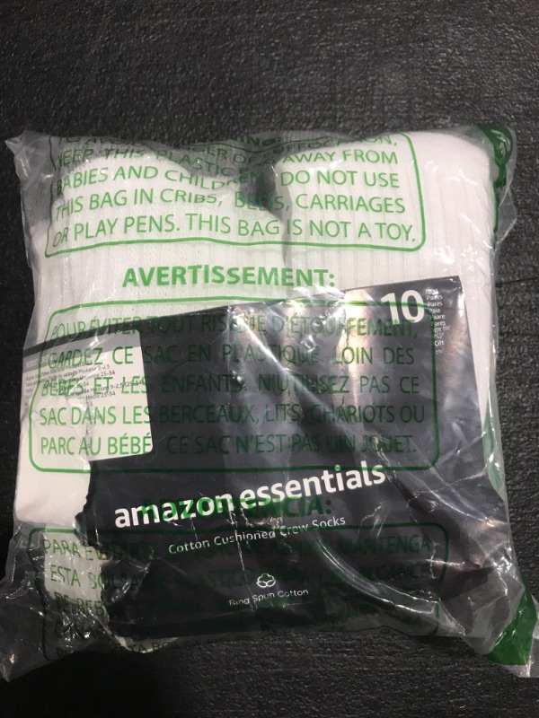 Photo 2 of Amazon Essentials Boys and Toddlers' Cotton Crew Sock, 10 Pairs Medium White/Grey. 