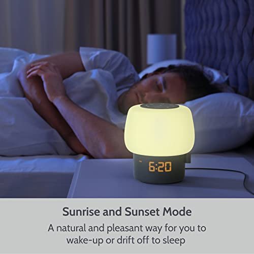 Photo 1 of Bedside Lamp with Sunrise Alarm Clock, FM Radio, Sleep Sound Machine, Dimmable Night Light, Bluetooth Speaker and USB Charger, Small Table Lamp for Bedroom, Sleep Aid, Modern Bedroom Decor, Bed Lamp