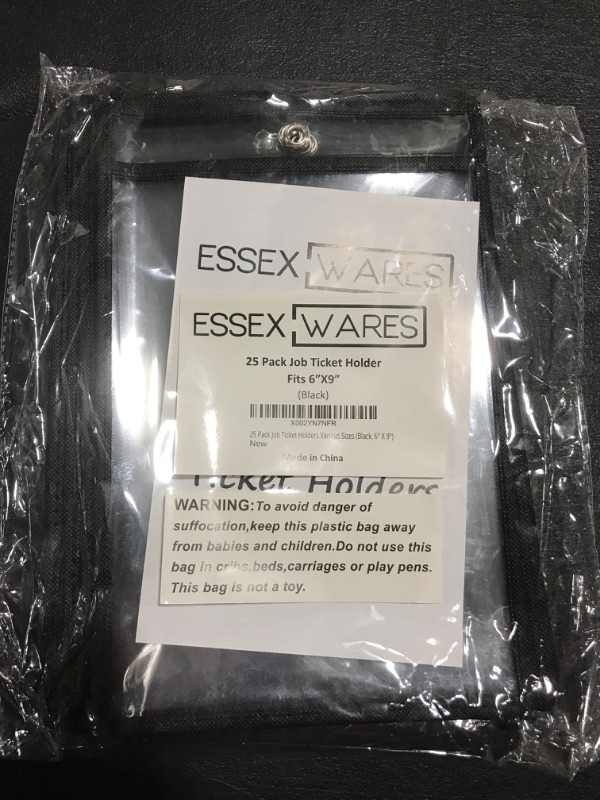 Photo 2 of Essex Wares Job Ticket Holder – 25-Pack Dry Erase Pocket Sleeves – 8 x 12-inch Clear Pocket Sleeves – Teacher Supplies for Classroom, Home – Erasable Pockets Folders with Rings for Kids – Black Black 6" X 9"