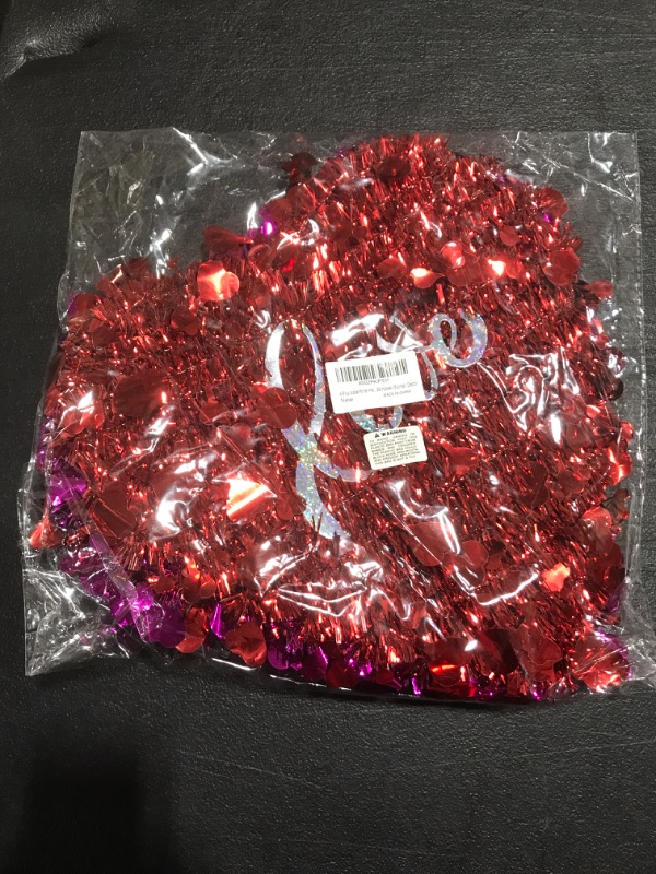 Photo 2 of 4 Pack Valentine Heart Wreaths Red Purple Tinsel Heart Shaped Wreaths with Foil Hearts Love Hanging Valentine's Day Wreaths Decorations for Wedding Birthday Party Front Door Wall Window Mantel Décor