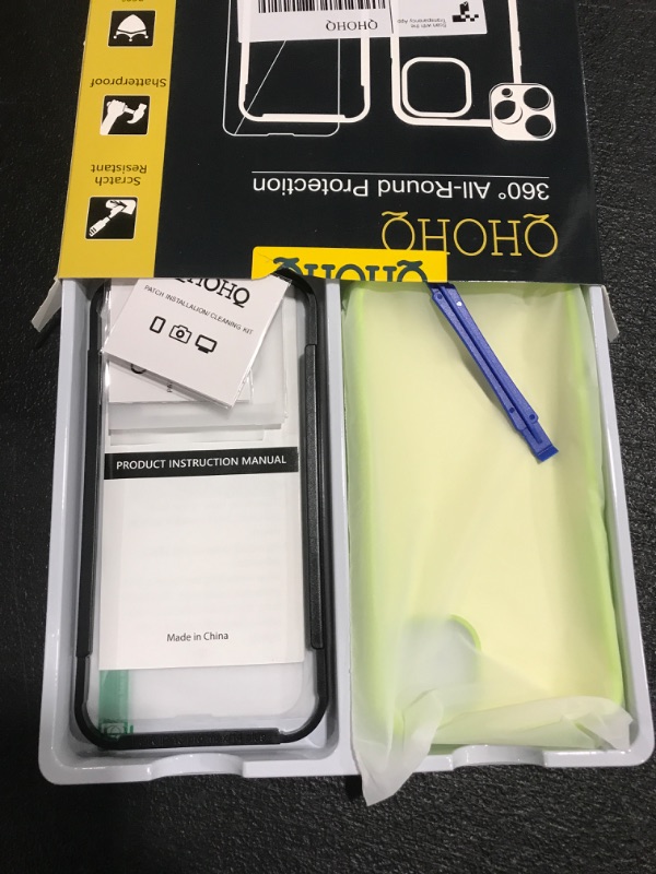 Photo 2 of QHOHQ [5 in 1] for iPhone 14 Plus Case, with 2X Screen Protector + 2X Camera Lens Protector, Soft Silicone Military Shockproof Slim Thin Phone Case 6.7 Inch for Men and Women, Fluorescent Yellow