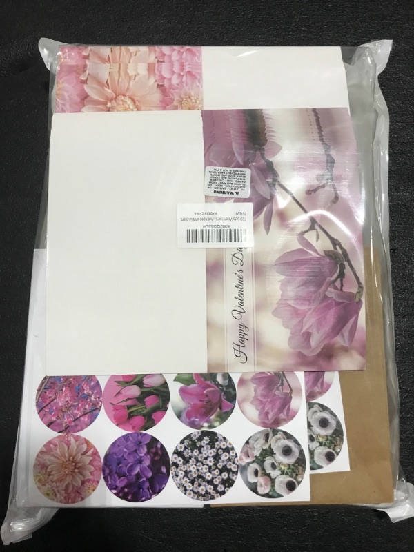 Photo 2 of Winlyn 120 Sets Bulk Blank Valentine's Day Cards with Envelopes Stickers Assortment 8 Designs of Tulips Daisies Flower Floral Cards Greeting Cards for Her Him Valentine's Day