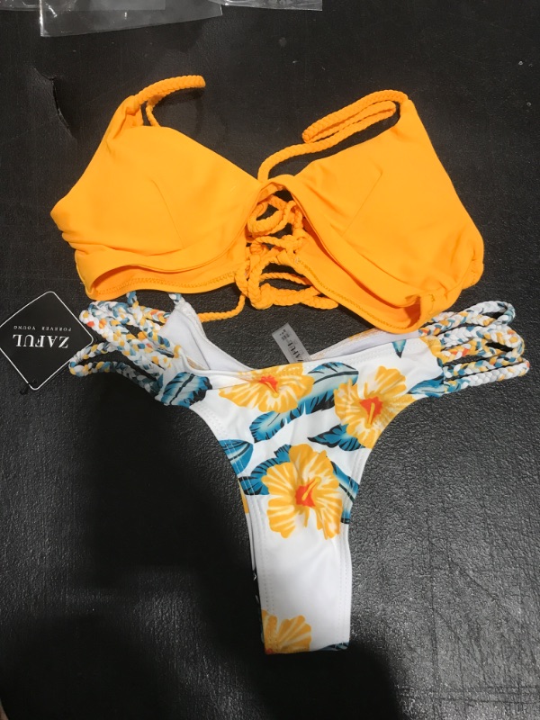 Photo 2 of Bamboo Store Piece Bikini Swimsuit Swimwear Beachwear WWomen's Pushups Two Flower Cut Swimwears Tankinis Set SIZE 4 