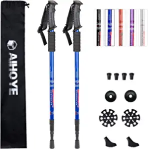 Photo 1 of Aihoye Hiking Trekking Poles, 2 Pack Collapsible,Lightweight, Anti Shock, Hiking or Walking Sticks,Adjustable Hiking Pole for Men and Women
