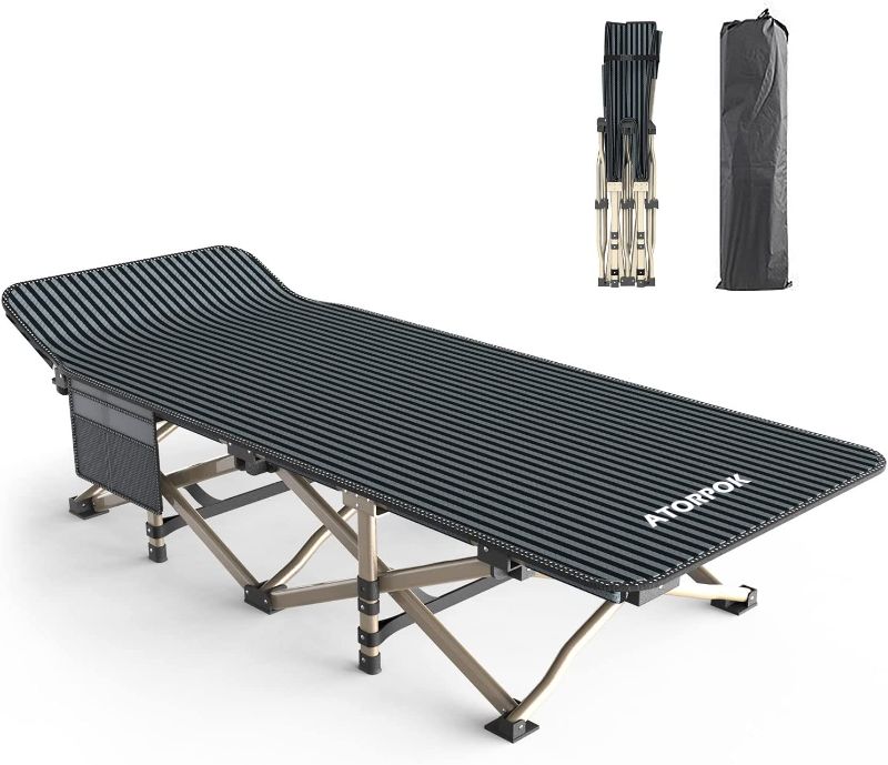 Photo 1 of  ATORPOK Camping Cot for Adults Comfortable, Tent Folding Cot for Sleeping, Lightweight Folding Bed with Carry Bag for Kids Supports 450 lbs, Office Nap and Beach Vocation
