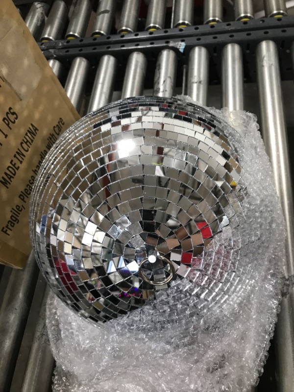 Photo 2 of 12" Disco Ball Mirror Ball Disco Party Decoration Stage Light Dj Light Effect Home Business Christmas Display Decoration Silver
