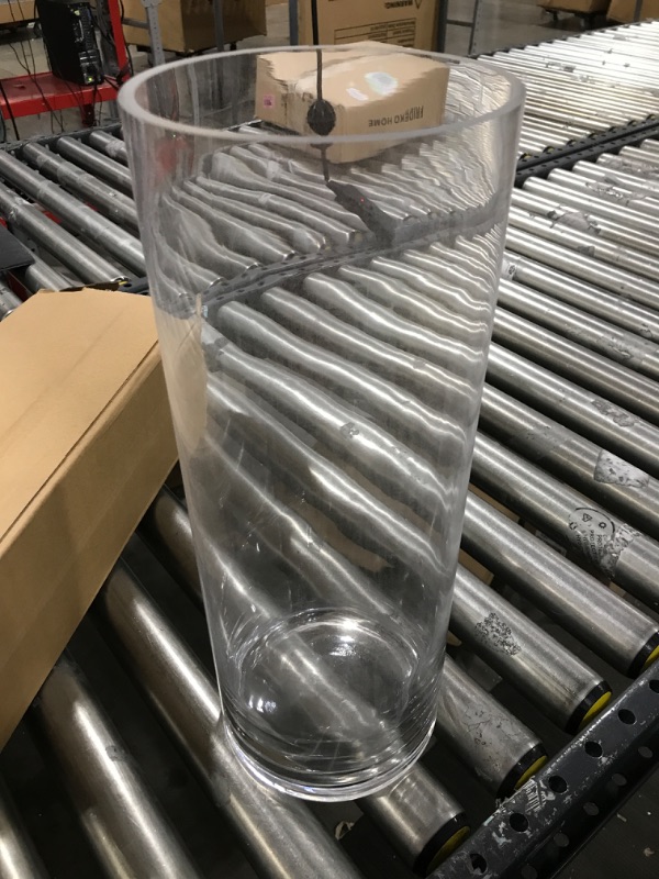 Photo 1 of  Cylinder Glass Vase Floral Container Clear Floor Flower Vase Tall Skinny Floating Candle Vases for Centerpieces Cylinder Candle Holders for Wedding Party Home Decor (16 x 6 Inches)