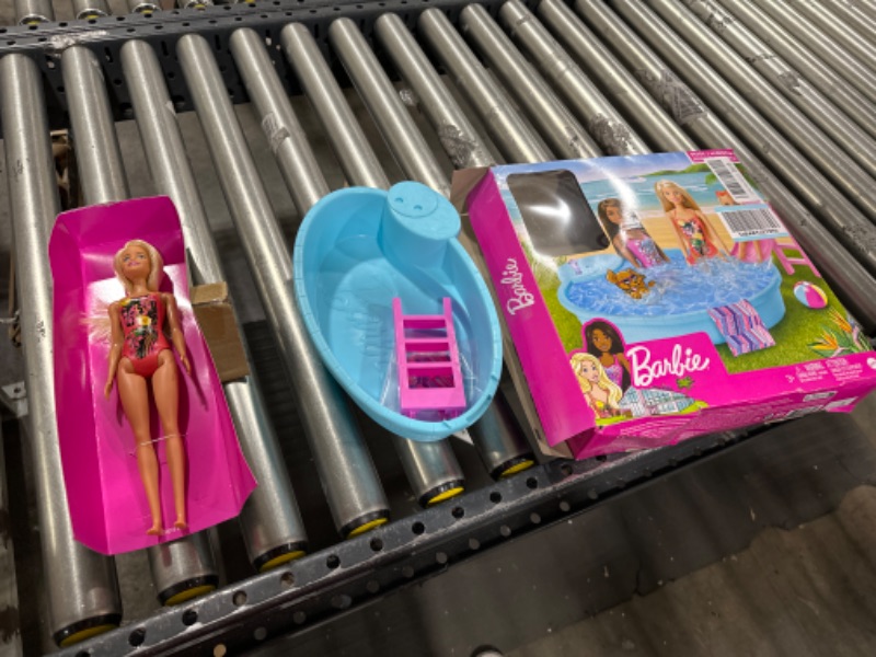 Photo 2 of ?Barbie Doll, 11.5-Inch Blonde, and Pool Playset with Slide and Accessories, Gift for 3 to 7 Year Olds