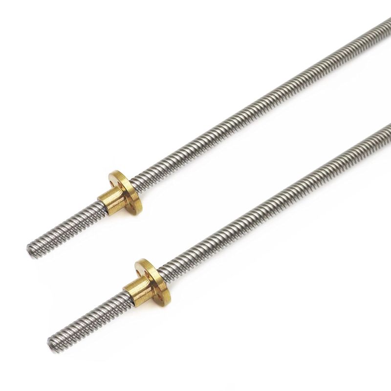 Photo 1 of 2pcs 550mm Tr8X8 Lead Screw with T8 Brass Nut for 3D Printer Machine Z Axis(Acme Thread, 2mm Pitch, 4 Start, 8mm Lead) 550mm 8mm Lead