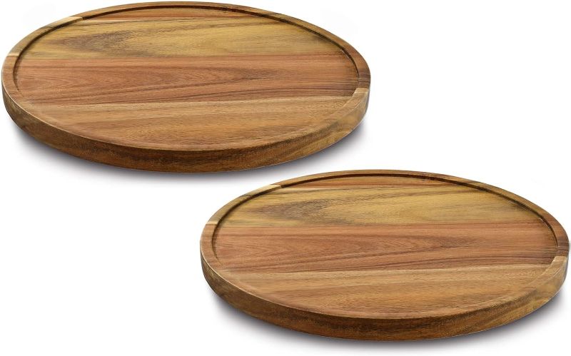 Photo 1 of 10" Acacia Wood Lazy Susan Organizer Kitchen Turntable for Cabinet Pantry Table Organization,2 Pack
