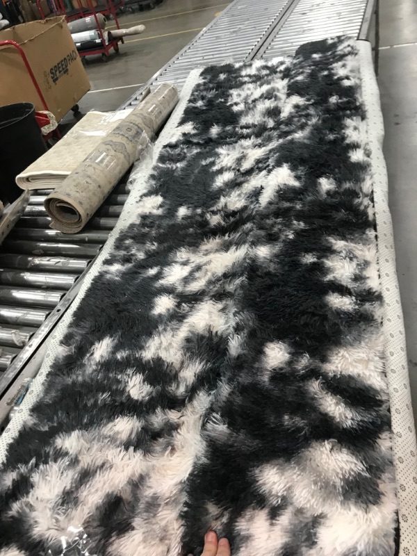 Photo 1 of  Extra Large Shag Area Rug, 9x12 Feet Tie-Dyed Dark Grey Indoor Ultra Soft Plush Rugs for Living Room, Non-Skid Modern Nursery Faux Fur Rugs for Home Decor