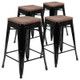 Photo 1 of  24" HIGH METAL COUNTER-HEIGHT, INDOOR BAR STOOL WITH WOOD SEAT IN BLACK